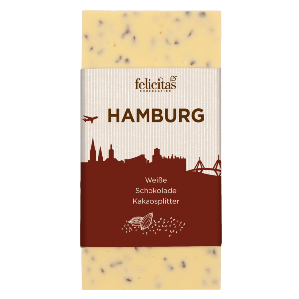 Tafelschokolade weiß mit Kakaosplittern Hamburg 100g