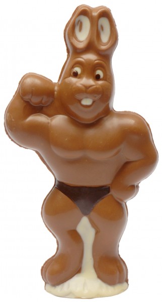 Macho-Hase aus Schokolade