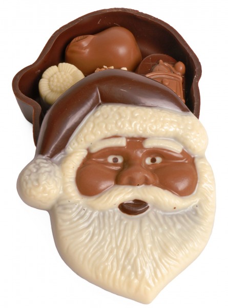 Weihnachtsmann-Bonboniere gefüllt mit Pralinen