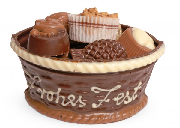 Körbchen `Frohes Fest` gefüllt mit Pralinen