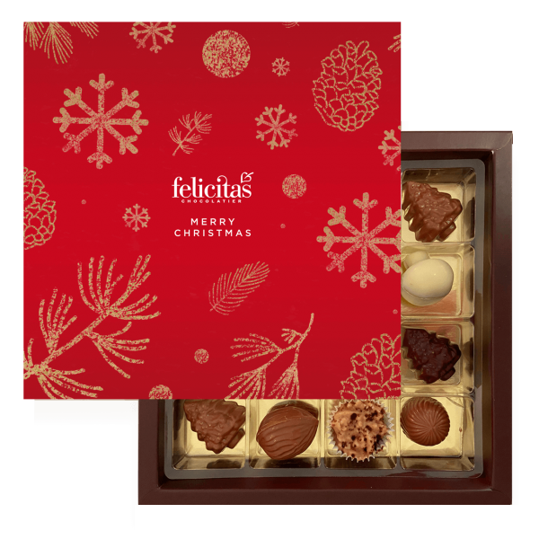 Pralinenquadrat weihnachtlich gefüllt