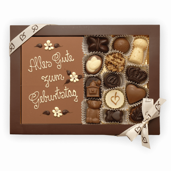 Geschenkset Grußkarte und Pralinen in A5-Geschenkschachtel