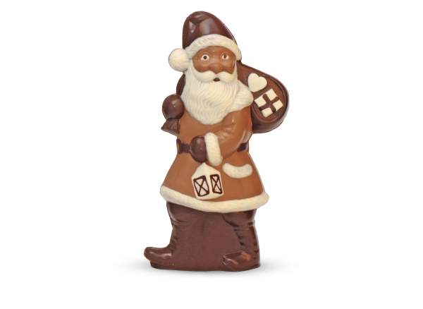 Weihnachtsmann mit Sack groß aus Schokolade