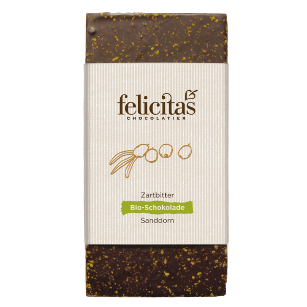 Tafelschokolade Bio Zartbitter mit Sanddorn 100g