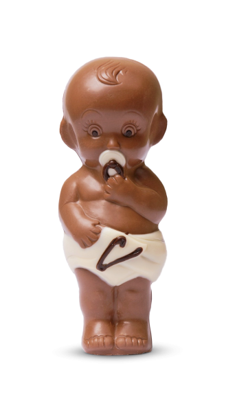 Baby mit Windeln aus Schokolade
