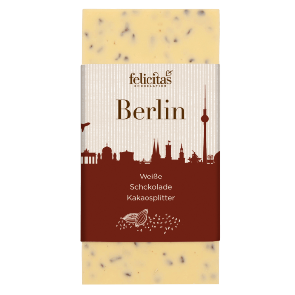 Tafelschokolade weiß mit Kakaosplittern Berlin 100g