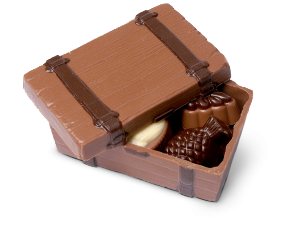 Schokoladen-Koffer gefüllt mit Pralinen alkoholfrei