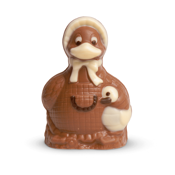 Entenmutter mit Kind aus Schokolade