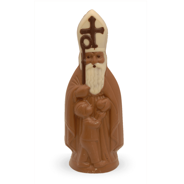St. Nikolaus mit Kind aus Schokolade