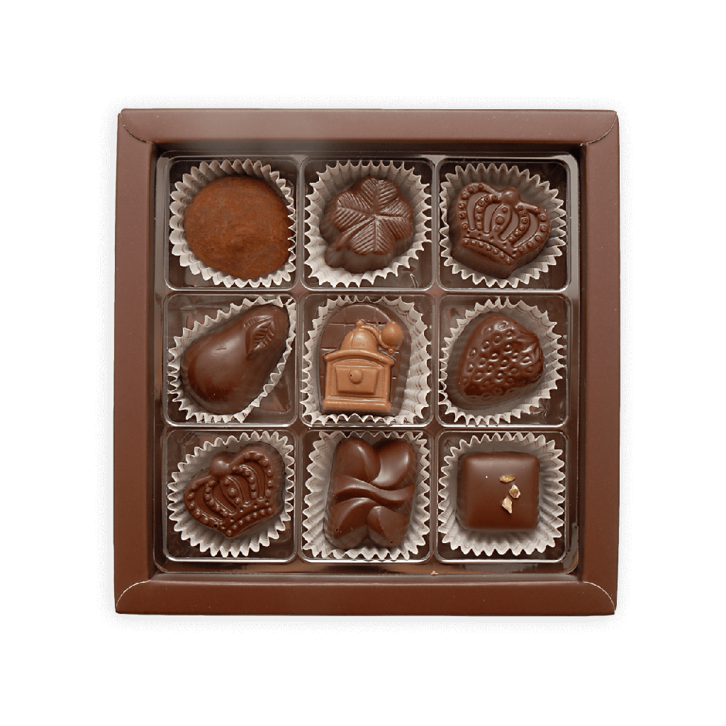 Pralinenquadrat mit Zartbitterpralinen klein #1