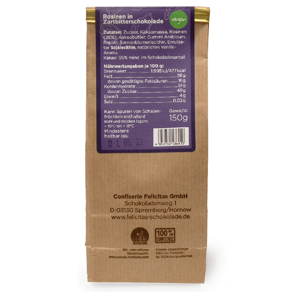 Schokolierte Rosinen Zartbitter 150g #1