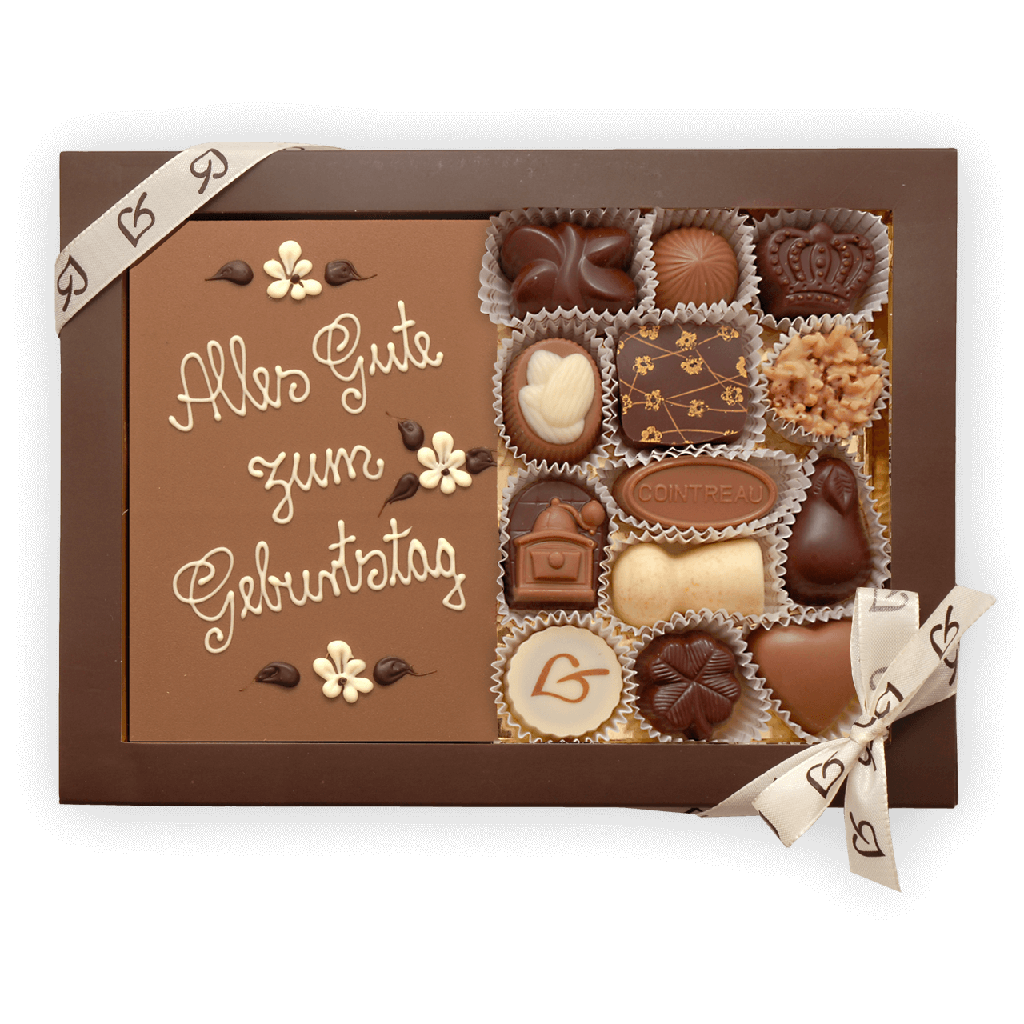 Geschenkset Grußkarte und Pralinen in A5-Geschenkschachtel
