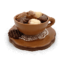 Schokoladen-Tasse gefüllt mit Pralinen