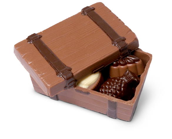 Schokoladen-Koffer gefüllt mit Pralinen alkoholfrei