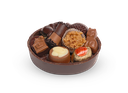 kleine Schoko-Schale oval gefüllt mit alkoholfreien Pralinen