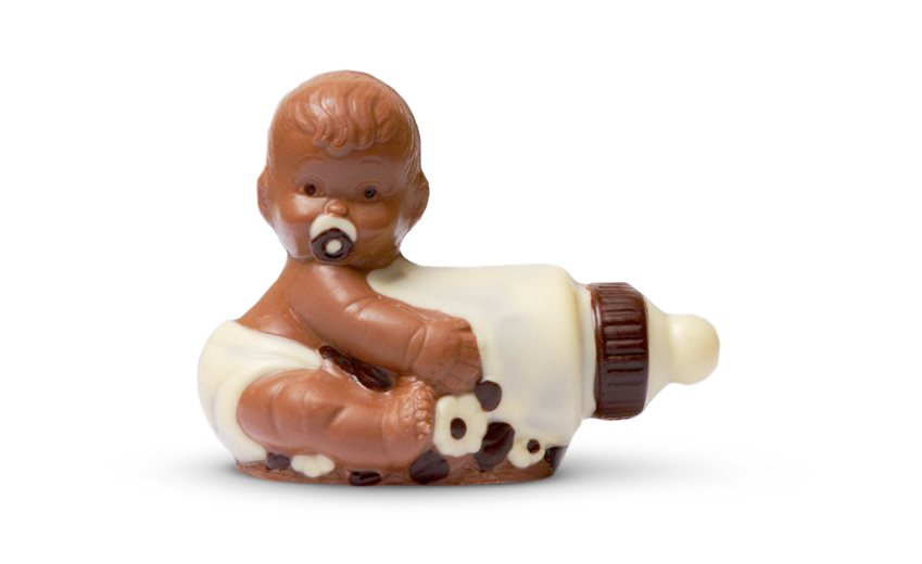 Baby auf Flasche aus Schokolade