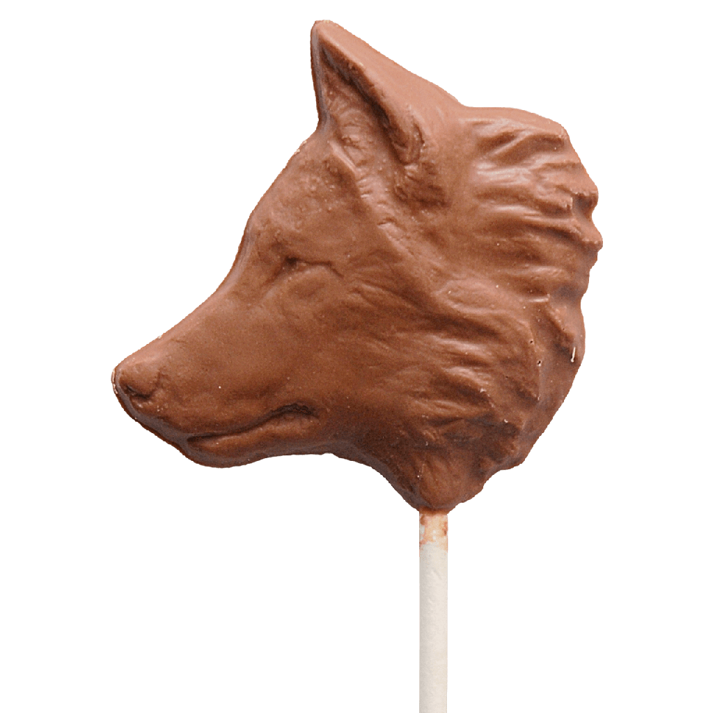 Wolfslutscher aus Schokolade