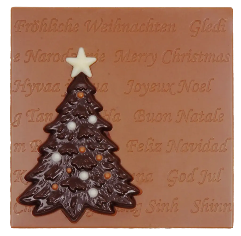 Platte mit Tannenbaum aus Schokolade