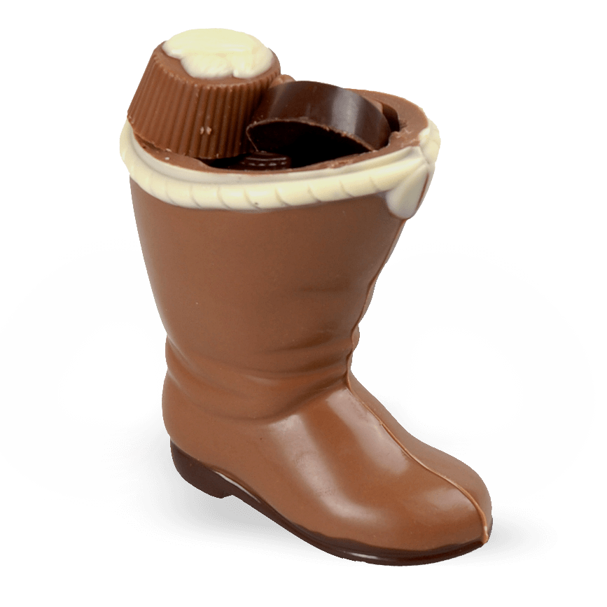 Weihnachtsstiefel klein gefüllt mit Pralinen