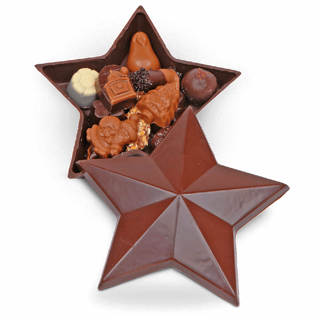 Sternbonboniere gefüllt mit Pralinen
