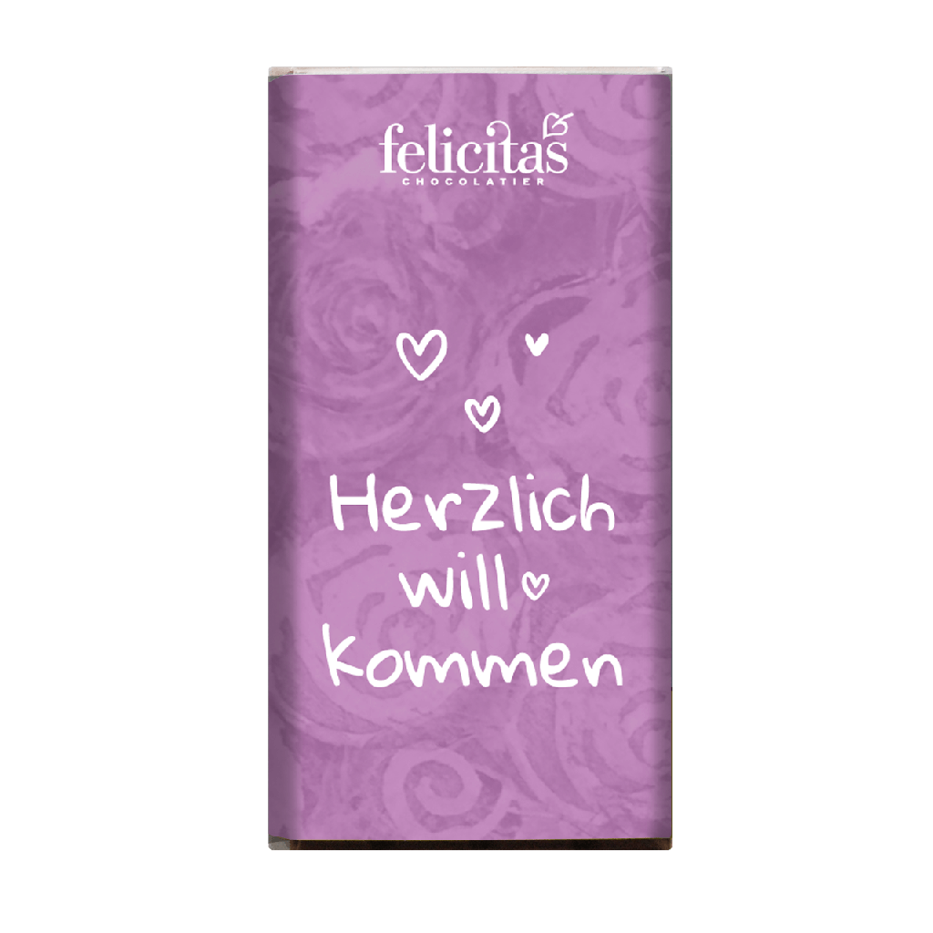 Schoko-Täfelchen "Herzlich willkommen" Zartbitter