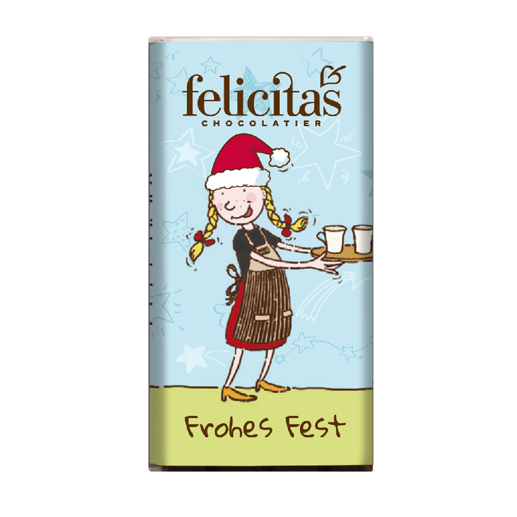 Schoko-Täfelchen Frohes Fest Schokomädchen