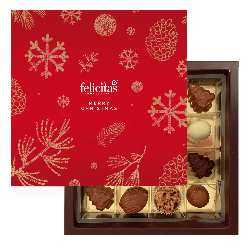 Pralinenquadrat weihnachtlich gefüllt