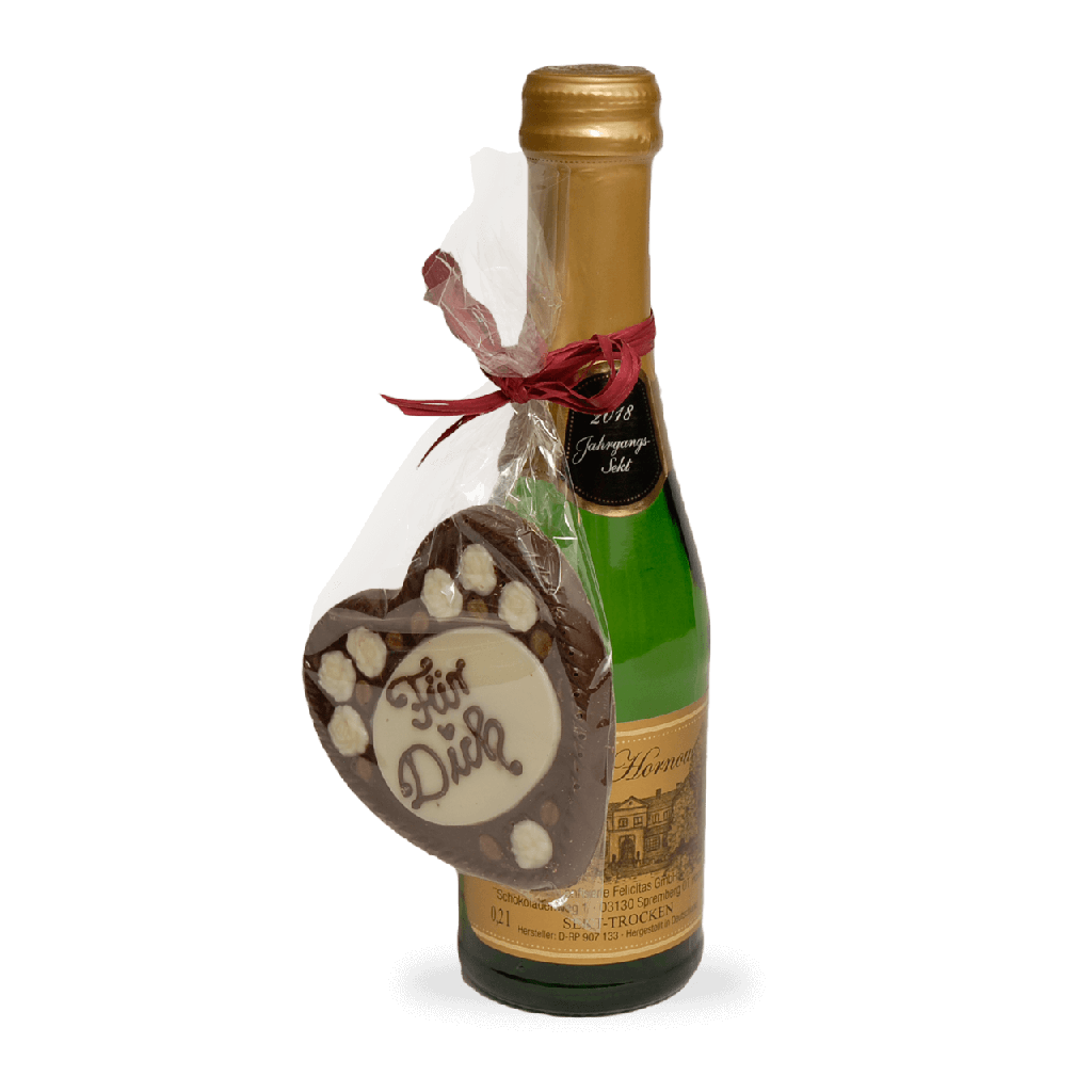 Präsent Sekt & Schoko-Herz