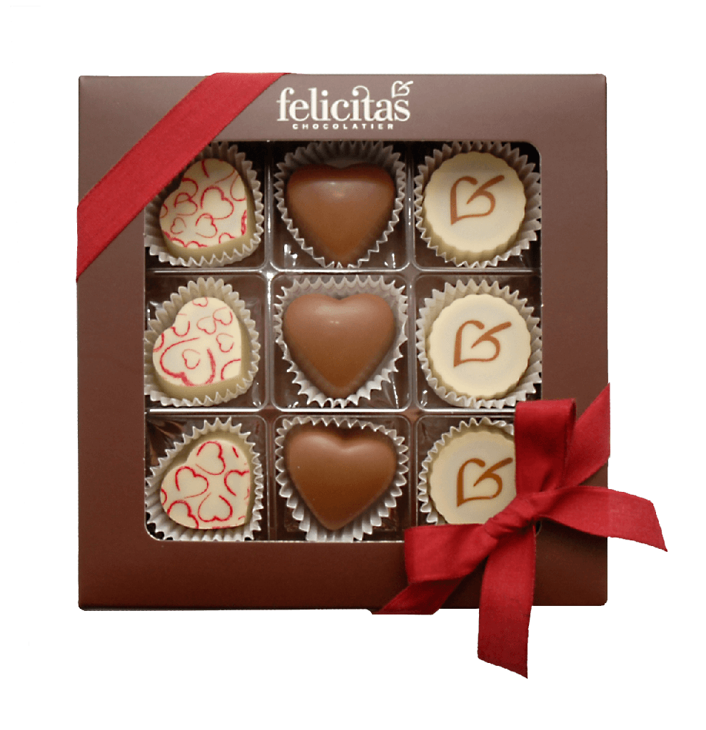 Pralinenquadrat Valentinstag