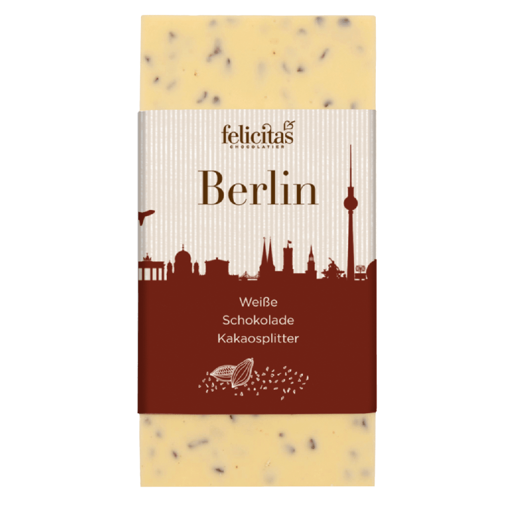 Tafelschokolade weiß mit Kakaosplittern Berlin 100g