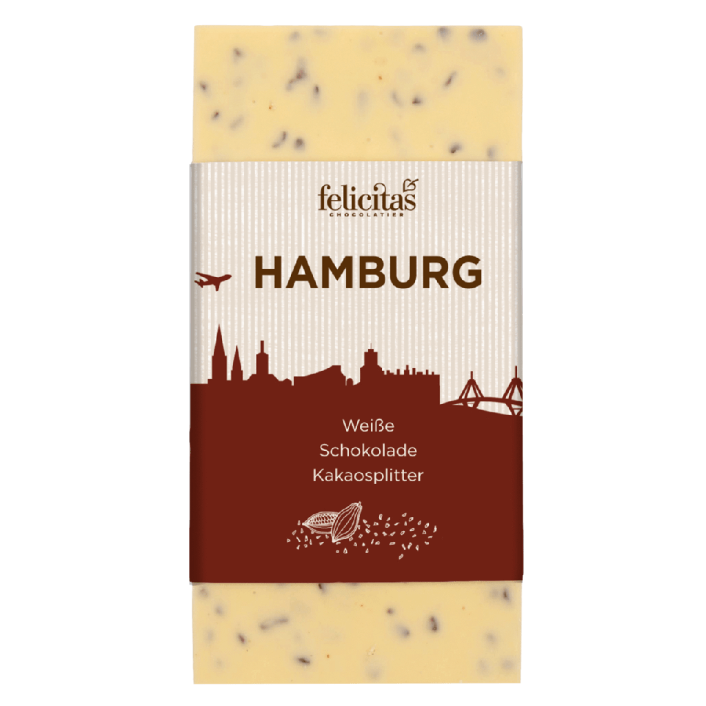 Tafelschokolade weiß mit Kakaosplittern Hamburg 100g