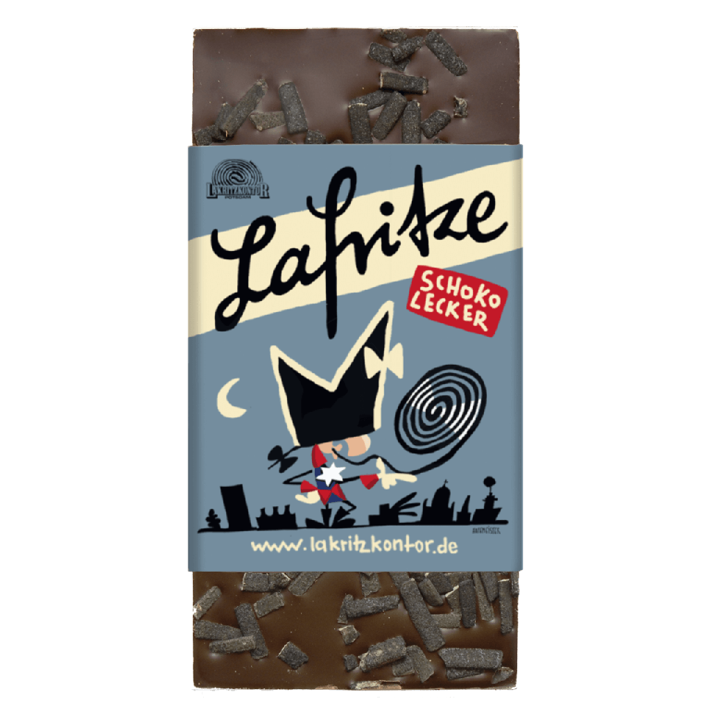 Tafelschokolade Zartbitter mit Lakritz-Flakes 100g