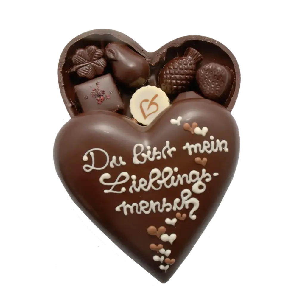 Schoko-Herz "Lieblingsmensch" mit Pralinen