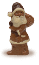 Weihnachtsmann mit Sack mittel aus Schokolade
