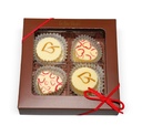 Pralinenquadrat ¨Zum Valentinstag¨ mit Herzpralinen